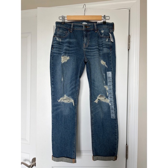 Old Navy Denim - NWT Old Navy Boyfriend Mid-Rise Distressed Jeans Medium Wash Blue Size 2 NEW